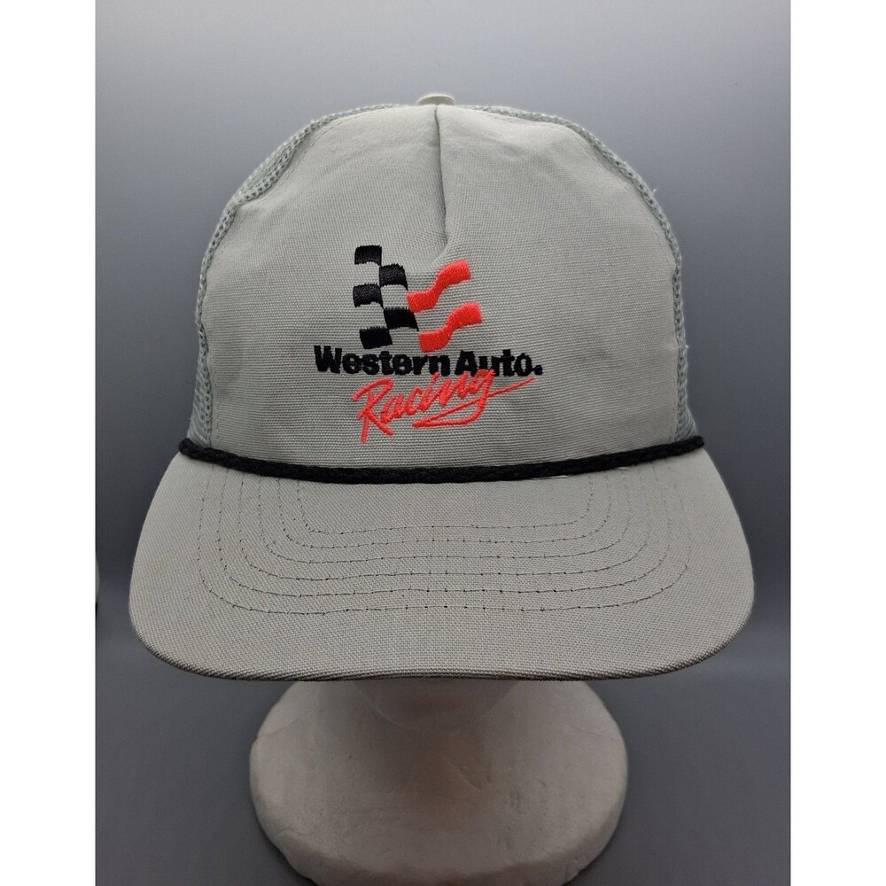VTG Western Auto Parts Racing Hat Gray Mesh Snapback Rope NASCAR NHRA